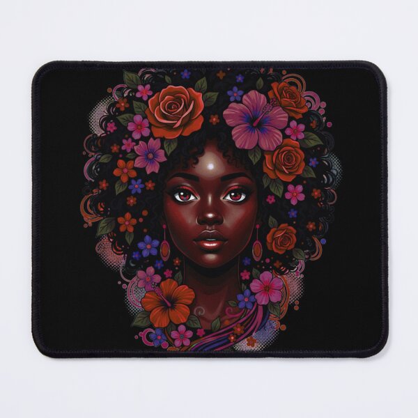 Item preview, Deep Black Woman With Floral Crown earth tones designed and sold by BlessedBlackBeautiful.