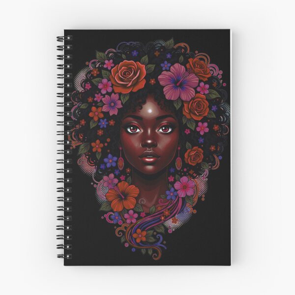 Item preview, Deep Black Woman With Floral Crown earth tones designed and sold by BlessedBlackBeautiful.