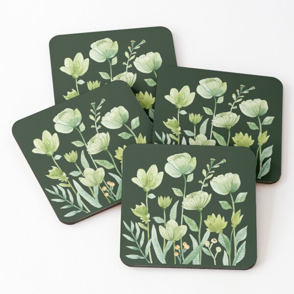 Item preview, Green flowers watercolor designed and sold by uunaa.