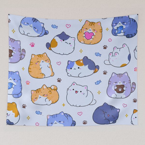 Item preview, Kawaii Chubby Cats Pattern designed and sold by IGLCreative.