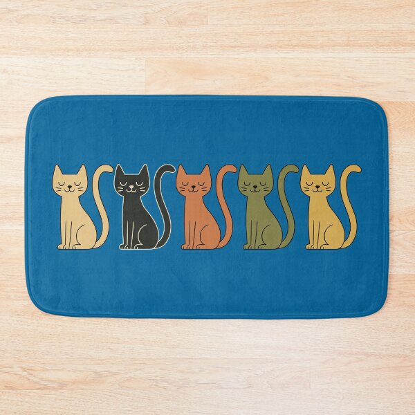 Item preview, 5 cute retro mid-century cats, stylish vintage colors designed and sold by KHWD.