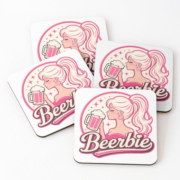 Item preview, Beerbie Pink Retro Beer Babe Sticker & Apparel Design designed and sold by OutBox-.