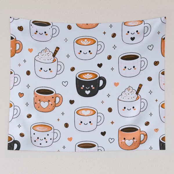 Item preview, Kawaii Coffee Cups Pattern designed and sold by IGLCreative.