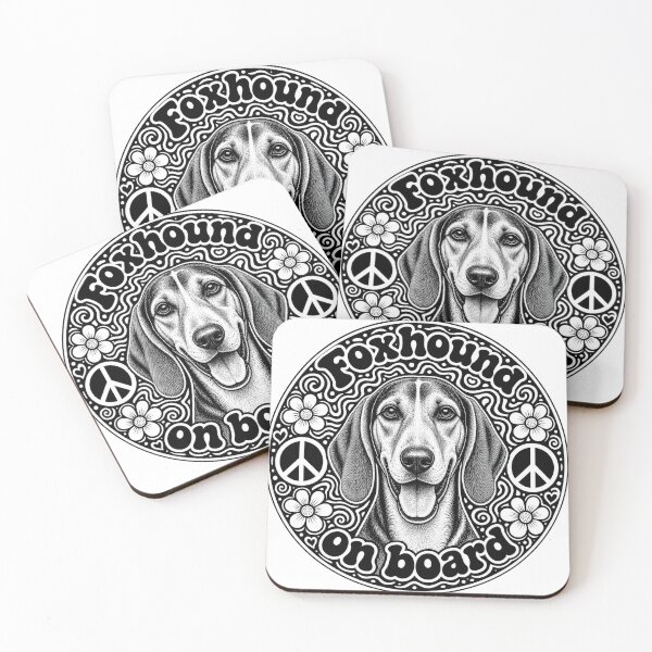 Item preview, sticker "Foxhound on board" Hippie dog, peace designed and sold by barbastyle.