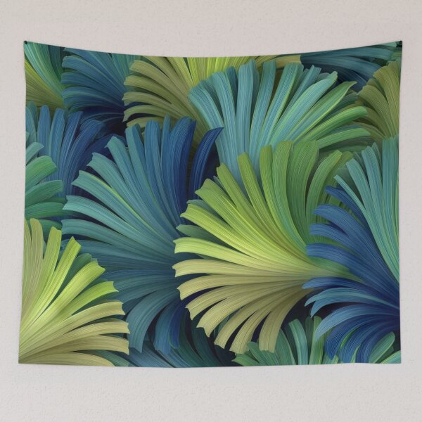 Item preview, Abstract palm fronds in blue and green designed and sold by dcrc.