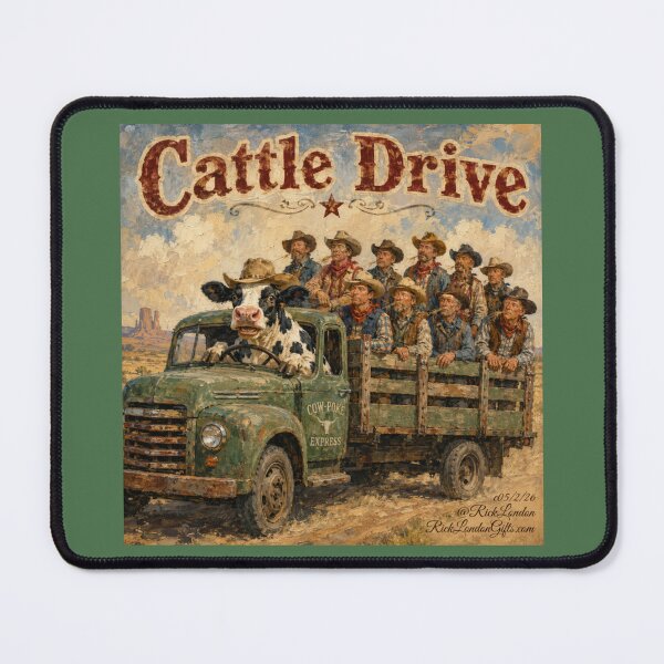 Item preview, Cattle Drive Cartoon – Cow Driving Cowboys designed and sold by Rick London Gifts.