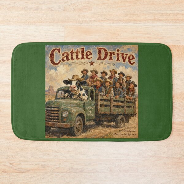 Item preview, Cattle Drive Cartoon – Cow Driving Cowboys designed and sold by Rick London Gifts.