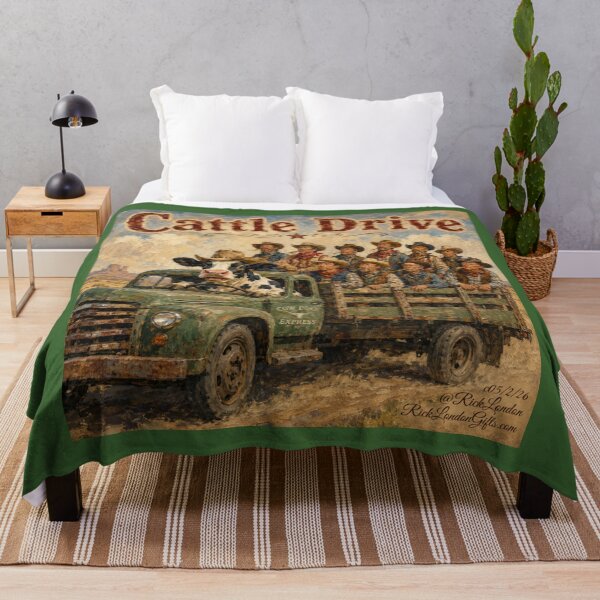 Item preview, Cattle Drive Cartoon – Cow Driving Cowboys designed and sold by Rick London Gifts.