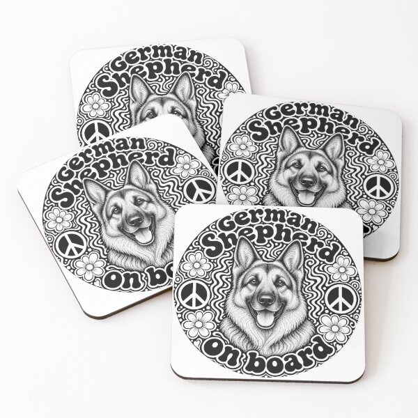 Item preview, sticker "German Shepherd on board" Hippie dog, peace designed and sold by barbastyle.