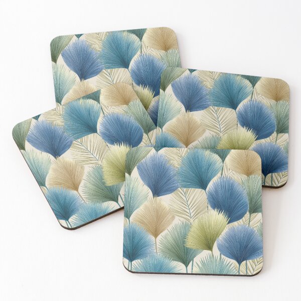 Item preview, Abstract palm fronds in blue and green designed and sold by dcrc.