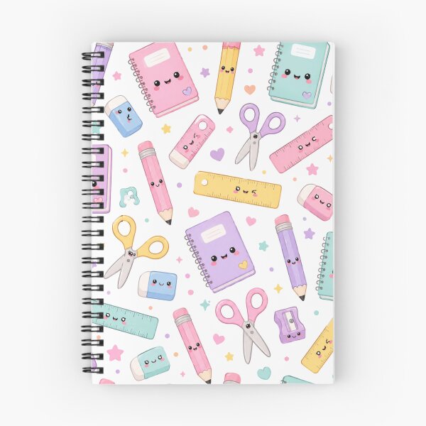 Item preview, Kawaii Stationery Study Cute Seamless Pattern Print designed and sold by Inkworksbyshery.
