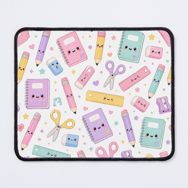 Item preview, Kawaii Stationery Study Cute Seamless Pattern Print designed and sold by Inkworksbyshery.