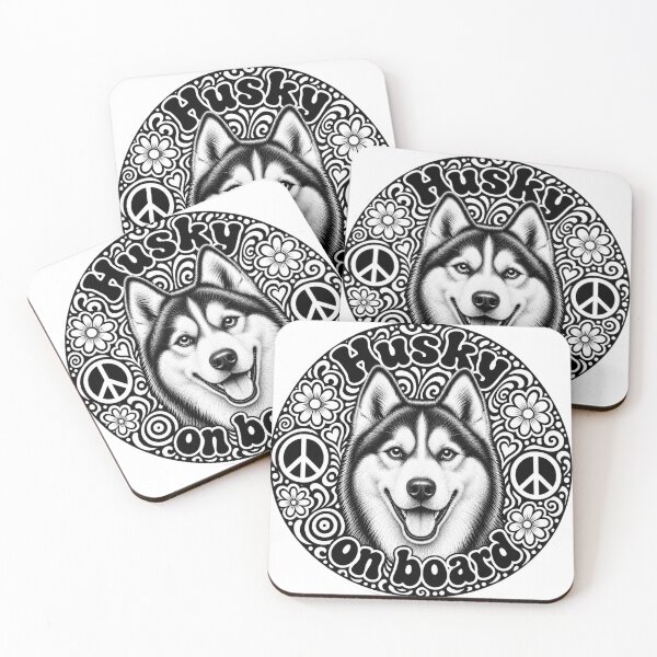 Item preview, sticker "Husky on board" Hippie dog, peace designed and sold by barbastyle.