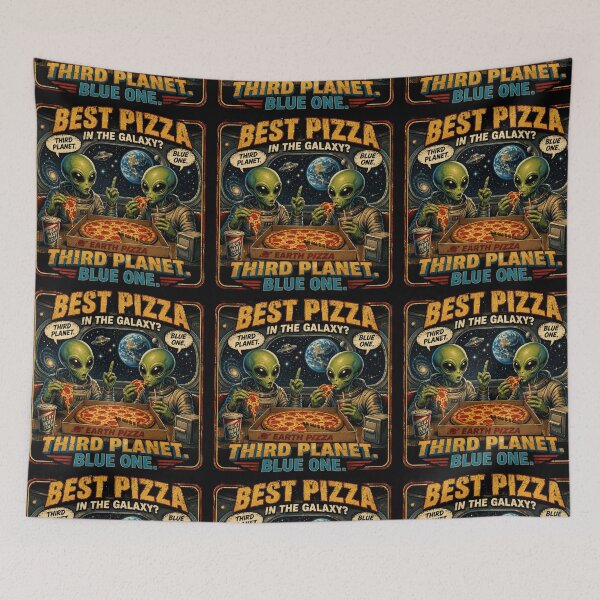 Item preview, Best Pizza in the Galaxy Third Planet Blue One Retro Alien Humor designed and sold by FindYouByZ.