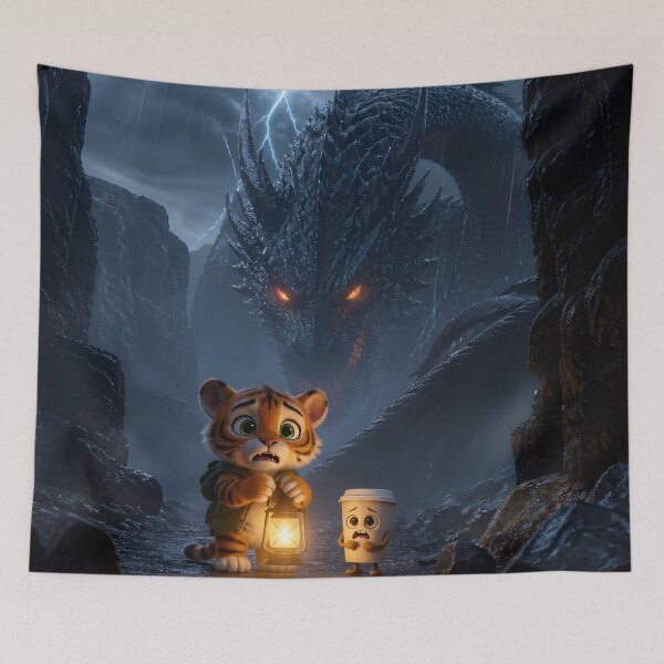 Item preview, Tiger and Cup Facing Dragon designed and sold by sigmaartstudio.