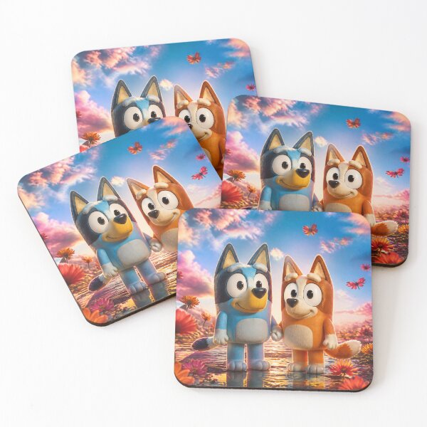Item preview, Arte estético de Bluey y Bingo al atardecer en el prado designed and sold by AgnesB77.