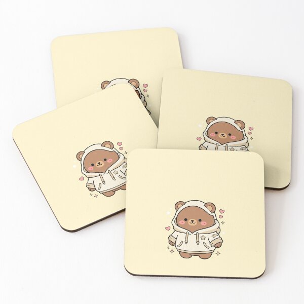 Item preview, Cozy Hoodie Bear – Kawaii Brown Bear with Hearts designed and sold by Rough Pixel.