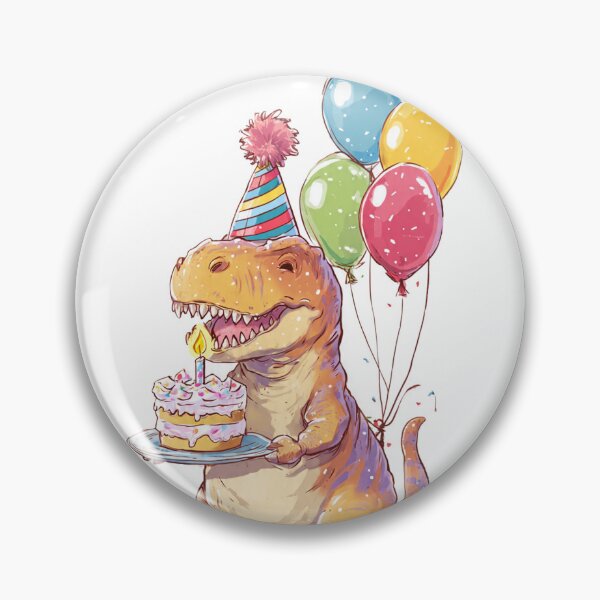 Item preview, Cute Orange T-Rex Birthday Dinosaur with Cake and Balloons designed and sold by Tronstell.