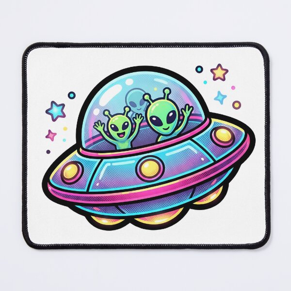 Item preview, Cute Kawaii Aliens Waving UFO Flying Saucer Pastel Space Sticker Art designed and sold by TrendyTravel.