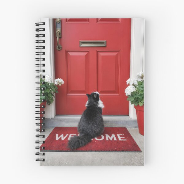 Item preview, Tuxedo Cat on a Red Welcome Mat designed and sold by Maria Dryfhout.