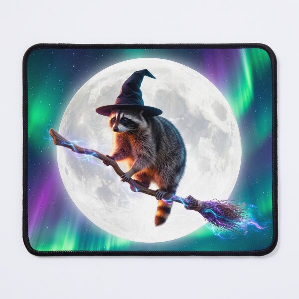 Item preview, Witchy Raccoon Goes for Broom Ride designed and sold by Tridentulus.