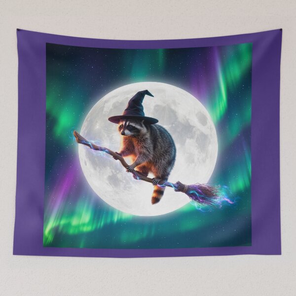Item preview, Witchy Raccoon Goes for Broom Ride  designed and sold by Tridentulus.
