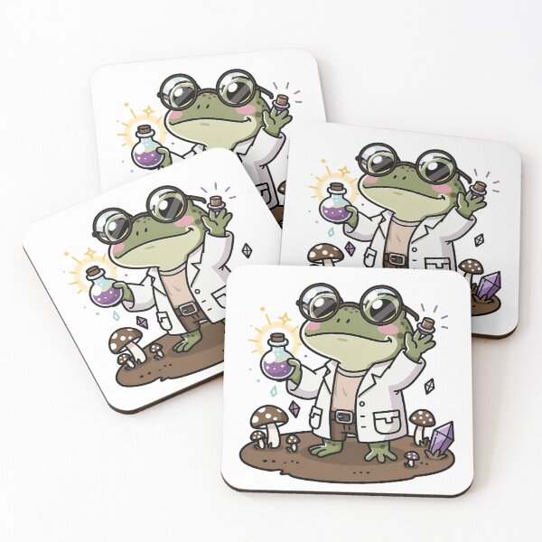 Item preview, Cute Scientist Frog with Potions and Mushrooms | Funny Professor Frog Art | Goblincore Frog Lab Illustration | Nerdy Frog Print designed and sold by NeonKawaiiCo.