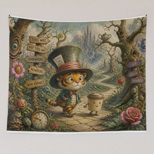 Item preview, Tiger and Cup in Wonderland designed and sold by sigmaartstudio.