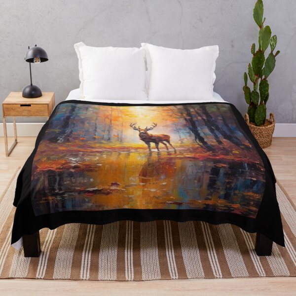 Item preview, Golden Autumn Forest Stag Reflection Artwork  designed and sold by NivyasArtistry.