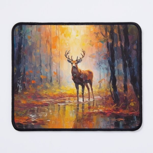 Item preview, Golden Autumn Forest Stag Reflection Artwork  designed and sold by NivyasArtistry.