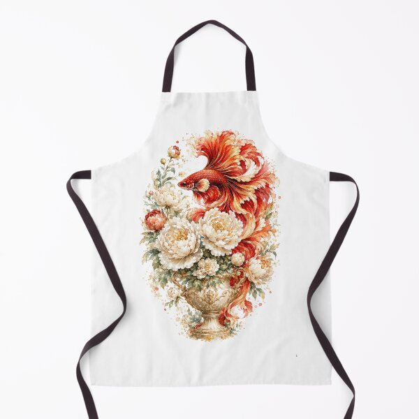Item preview, Red Betta Fish Watercolor, Floral Vase Siamese Fighting Fish Art designed and sold by Panom Suavichien.