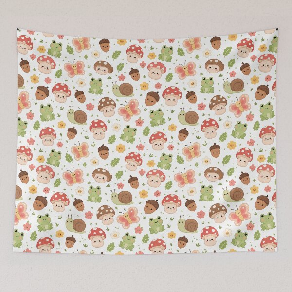 Item preview, Kawaii Mushroom Nature Cute Seamless Pattern Print designed and sold by Inkworksbyshery.