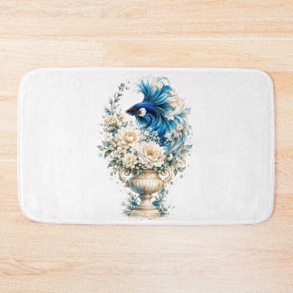 Item preview, Blue Betta Fish Watercolor, Floral Vase Siamese Fighting Fish Art designed and sold by Panom Suavichien.