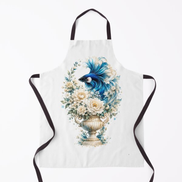 Item preview, Blue Betta Fish Watercolor, Floral Vase Siamese Fighting Fish Art designed and sold by Panom Suavichien.