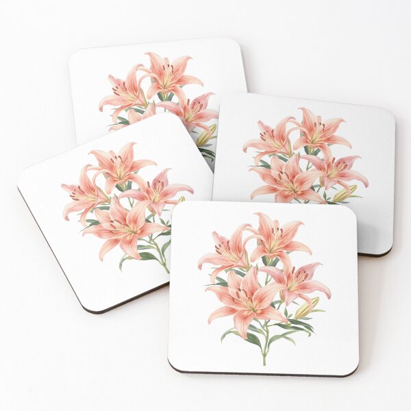 Item preview, Pink lily flowers watercolor designed and sold by uunaa.