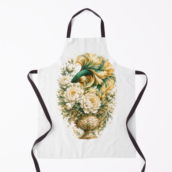 Item preview, Emerald Green Betta Fish Watercolor, Floral Vase Siamese Fighting Fish Art designed and sold by Panom Suavichien.