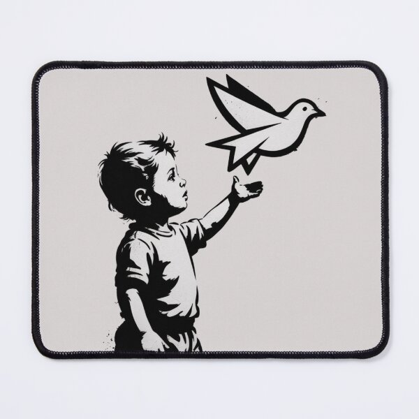 Item preview, Banksy releasing a vibrant solid white paper airplane shaped like a soaring dove designed and sold by 123ks.