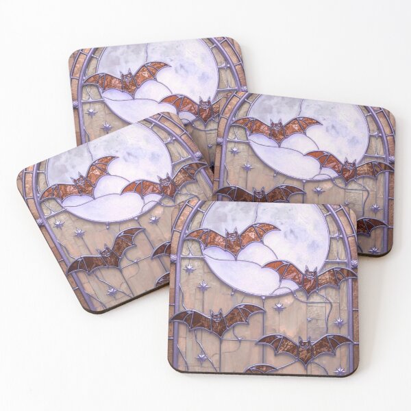Item preview, Lavender Goth Stained Glass Bat Window designed and sold by BriSher.