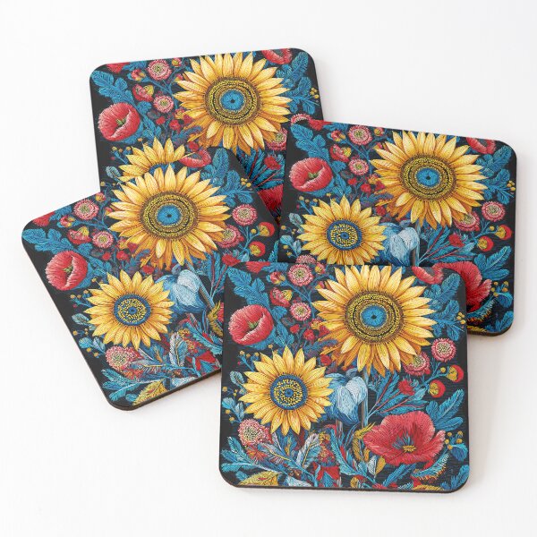 Item preview, Ukrainian Folk Floral Print, Sunflower & Poppy Wall Art, Petrykivka Style Decor designed and sold by Artistic Gift Print.