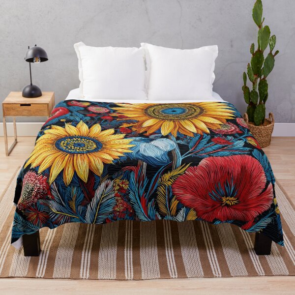 Item preview, Ukrainian Folk Floral Print, Sunflower & Poppy Wall Art, Petrykivka Style Decor designed and sold by Artistic Gift Print.