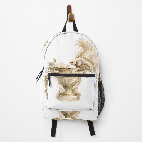 Item preview, White Betta Fish Watercolor, Elegant Floral Vase Siamese Fighting Fish Art designed and sold by Panom Suavichien.