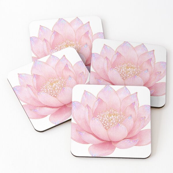 Item preview, Korean Crystal Lotus Watercolor Gold Line Art designed and sold by lita-lilith.