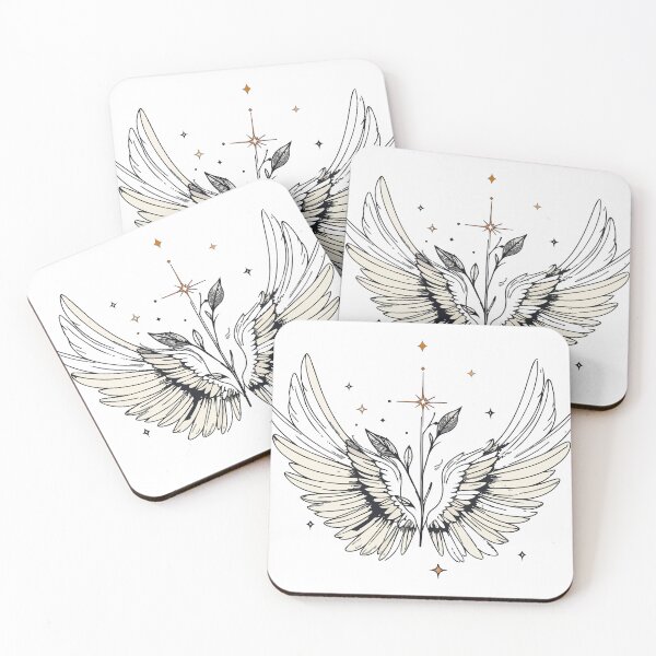 Item preview, Mystical Angel Wings Illustration - Dark Academia Celestial Star Gothic Art designed and sold by BestChoiceService.