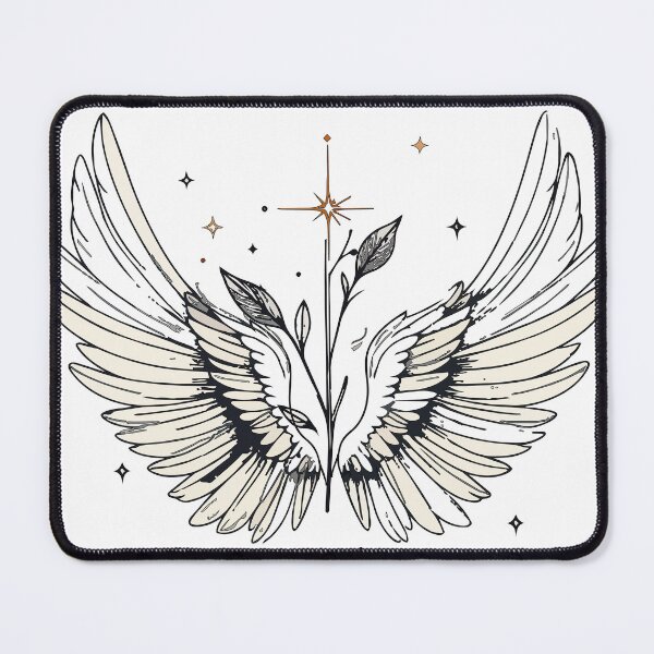 Item preview, Mystical Angel Wings Illustration - Dark Academia Celestial Star Gothic Art designed and sold by BestChoiceService.