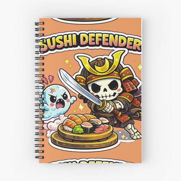 Item preview, Sushi Defender Kawaii Samurai Skeleton Sticker designed and sold by Ecocrushstudio.