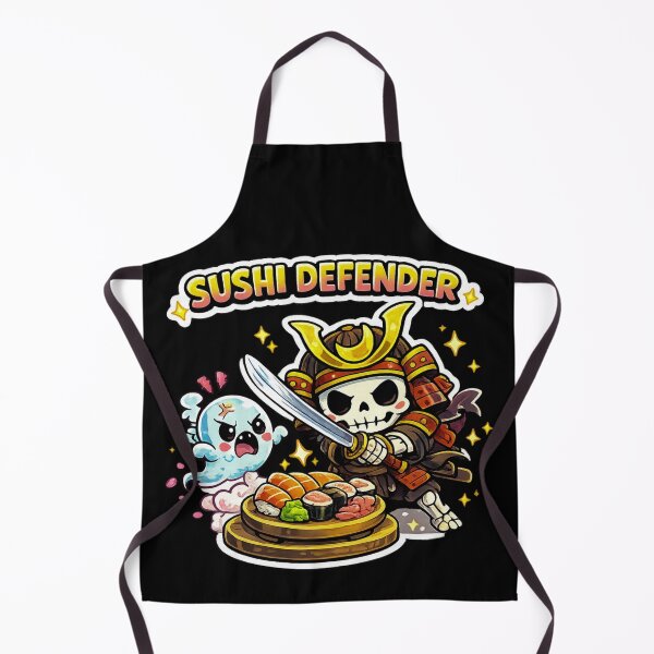 Item preview, Sushi Defender Kawaii Samurai Skeleton Sticker designed and sold by Ecocrushstudio.