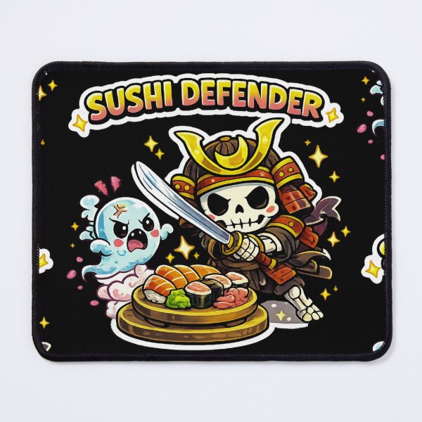 Item preview, Sushi Defender Kawaii Samurai Skeleton Sticker designed and sold by Ecocrushstudio.