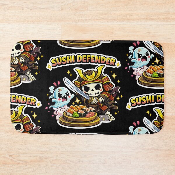 Item preview, Sushi Defender Kawaii Samurai Skeleton Sticker designed and sold by Ecocrushstudio.