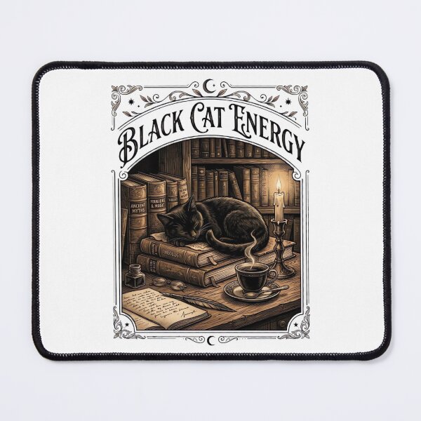 Item preview, Black Cat Energy – Dark Academia Vintage Cat Illustration T-Shirt designed and sold by urbinet.
