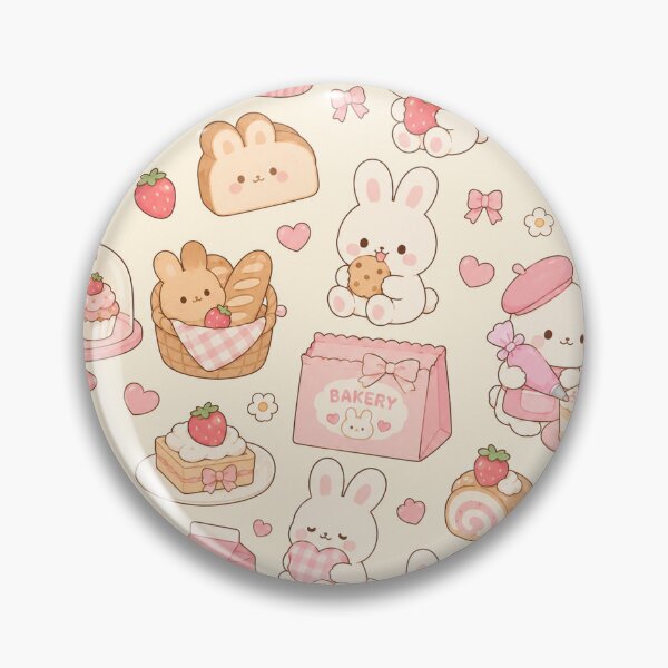 Item preview, Kawaii Bunny Bakery Pattern designed and sold by Soft Berry Studio.